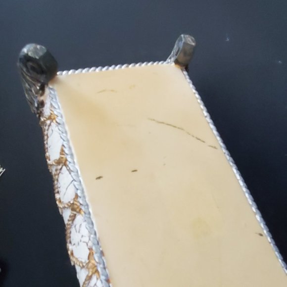 Dresser Top Trinket Chest w/ Finial Lids Footed Tassels Hand Painted Crackled - Picture 8 of 8